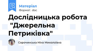 Дослідницька робота  "Джерельна  Петриківка"