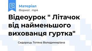 Відеоурок " Літачок від найменьшого вихованця гуртка"