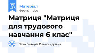 Матриця "Матриця для трудового навчання 6 клас"