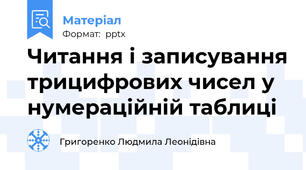 Читання і записування трицифрових чисел у нумераційній таблиці