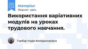 Використання варіативних модулів на уроках  трудового навчання.