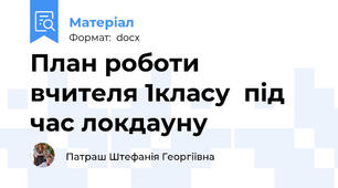 План роботи  вчителя 1класу  під час локдауну
