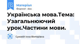 Українська мова.Тема: Узагальнюючий урок.Частини мови.