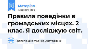 Правила поведінки в громадських місцях. 2 клас. Я досліджую світ.