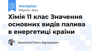 Хімія 11 клас Значення основних видів палива в енергетиці країни
