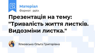 Презентація на тему: "Тривалість життя листків. Видозміни листка."