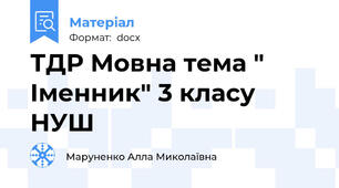 ТДР Мовна тема " Іменник" 3 класу НУШ