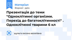 Презентація до теми "Одноклітинні організми. Перехід до багатоклітинності" .   Одноклітинні тварини 6 кл