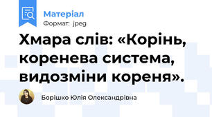 Хмара слів: «Корінь, коренева система, видозміни кореня».