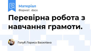 Перевірна робота з навчання грамоти.