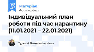 Індивідуальний план роботи під час карантину (11.01.2021 – 22.01.2021)