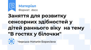 Заняття для розвитку сенсорних здібностей у дітей раннього віку  на тему "В гостях у білочки"