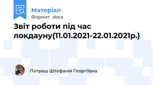 Звіт роботи під час локдауну(11.01.2021-22.01.2021р.)