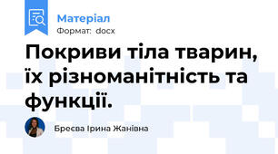 Покриви тіла тварин, їх різноманітність та функції.