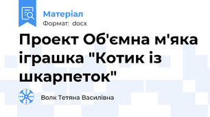 Проект Об'ємна м'яка іграшка "Котик із шкарпеток"