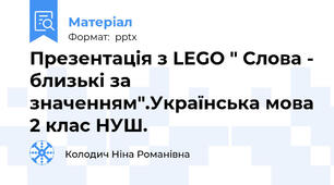 Презентація з LEGO " Слова - близькі за значенням".Українська мова 2 клас НУШ.