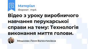 Відео з уроку виробничого навчання перукарської справи на тему: Технологія виконання миття голови.