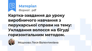 Картка-завдання до уроку виробничого навчання з перукарської справи на тему: Укладання волосся на бігуді горизонтальним методом.
