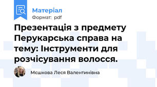 Презентація з предмету Перукарська справа на тему: Інструменти для розчісування волосся.