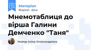Мнемотаблиця до вірша Галини Демченко "Таня"