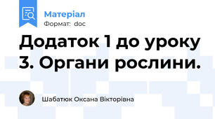 Додаток 1 до уроку 3. Органи рослини.
