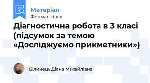 Діагностична робота в 3 класі (підсумок за темою «Досліджуємо прикметники»)