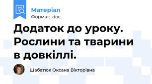 Додаток до уроку. Рослини та тварини в довкіллі.