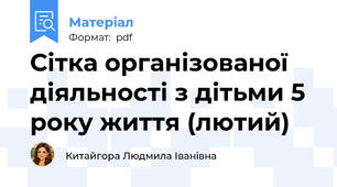 Сітка організованої діяльності з дітьми 5 року життя (лютий)