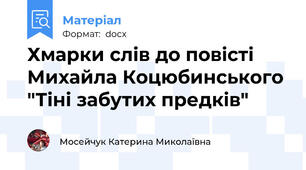 Хмарки слів до повісті  Михайла Коцюбинського "Тіні забутих предків"