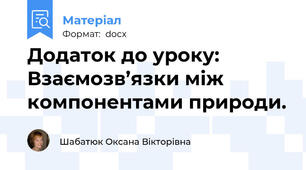 Додаток до уроку: Взаємозв’язки між компонентами природи.