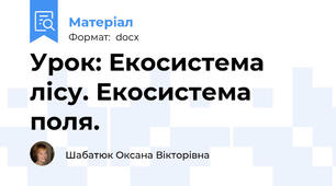 Урок: Екосистема лісу. Екосистема поля.