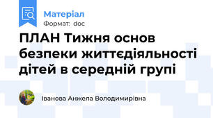 ПЛАН Тижня основ безпеки життєдіяльності дітей в середній групі
