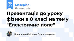 Презентація до уроку фізики в 8 класі на тему "Електричне поле"
