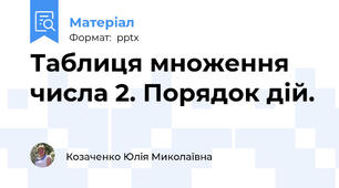 Таблиця множення числа 2. Порядок дій.