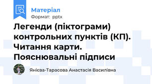 Легенди (піктограми) контрольних пунктів (КП). Читання карти. Пояснювальні підписи