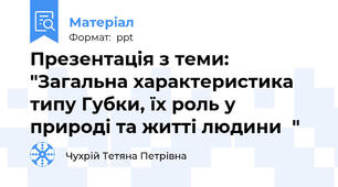 Презентація з теми: "Загальна характеристика типу Губки, їх роль у природі та житті людини  "