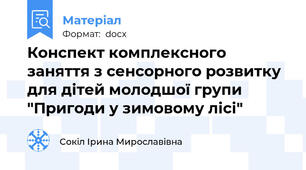 Конспект комплексного заняття з сенсорного розвитку для дітей молодшої групи "Пригоди у зимовому лісі"