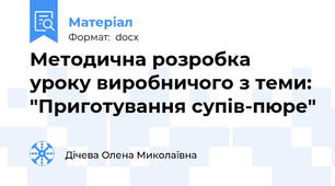 Методична розробка уроку виробничого з теми: "Приготування супів-пюре"