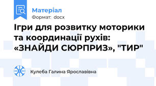 Ігри для розвитку моторики та координації рухів: «ЗНАЙДИ СЮРПРИЗ», "ТИР"