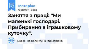 Заняття з праці: "Ми маленькі господарі. Прибирання в іграшковому куточку".