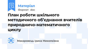 План роботи шкільного методичного об’єднання вчителів природничо-математичного циклу