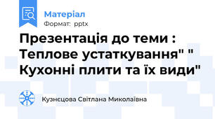 Презентація до теми : Теплове устаткування" " Кухонні плити та їх види"