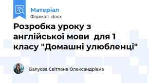 Розробка уроку з англійської мови  для 1 класу "Домашні улюбленці"