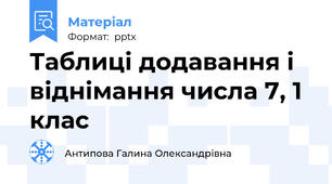 Таблиці додавання і віднімання числа 7, 1 клас