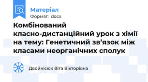 Комбінований класно-дистанційний урок з хімії на тему: Генетичний зв’язок між класами неорганічних сполук