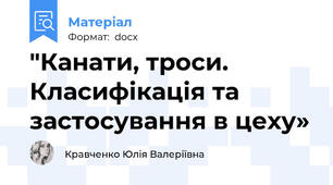 "Канати, троси. Класифікація та застосування в цеху»