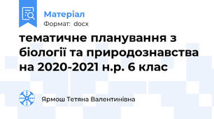 тематичне планування з біології та природознавства на 2020-2021 н.р. 6 клас