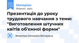 Презентація до уроку трудового навчання з теми: "Виготовлення штучних квітів об'ємної форми"