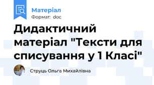 Дидактичний матеріал "Тексти для списування у 1 Класі"