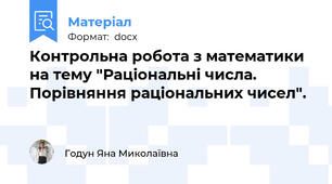 Контрольна робота з математики на тему "Раціональні числа. Порівняння раціональних чисел".